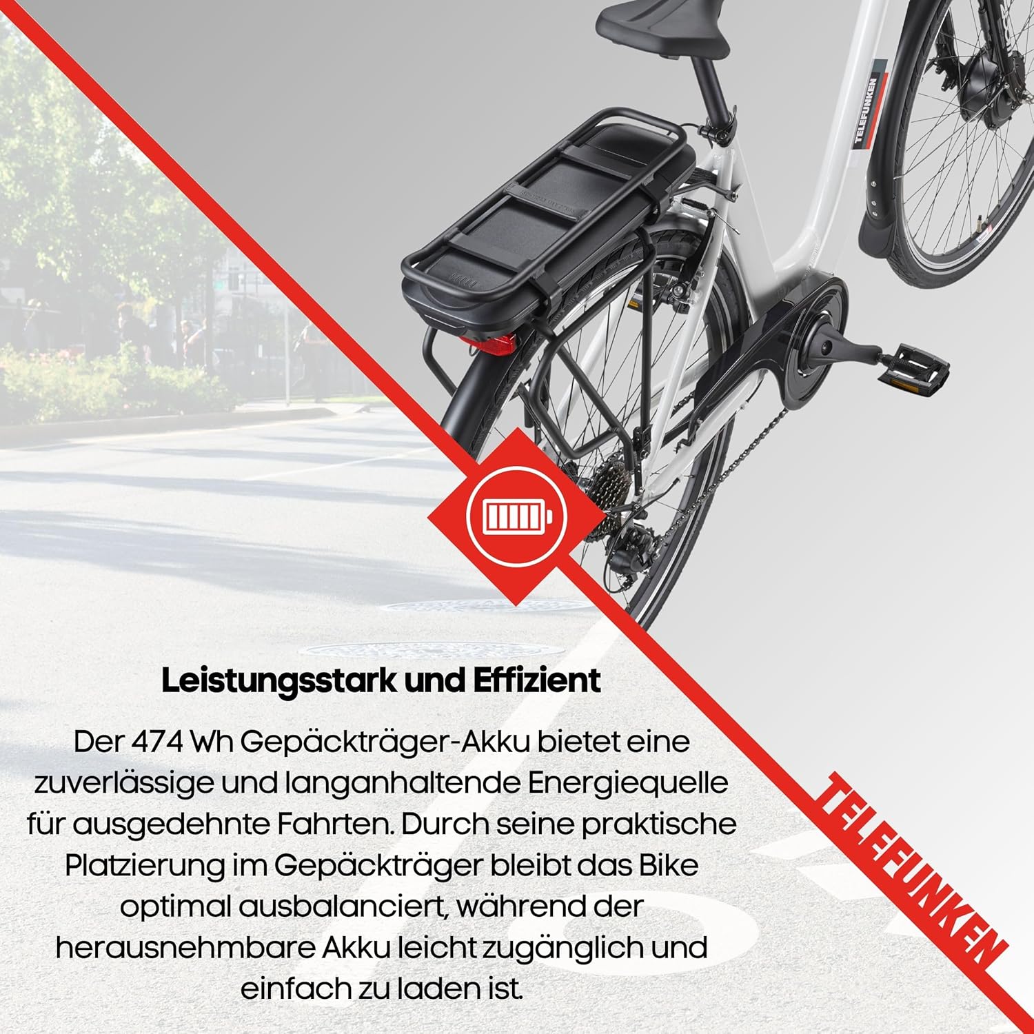 TELEFUNKEN E-Bike Women's 28 Inch Electric Bicycle Front Motor 7-Speed Shimano Derailleur Gears V-Brakes Pedelec City Bike RC826 Multitalent Includes Armoured Cable Lock – Bild 6