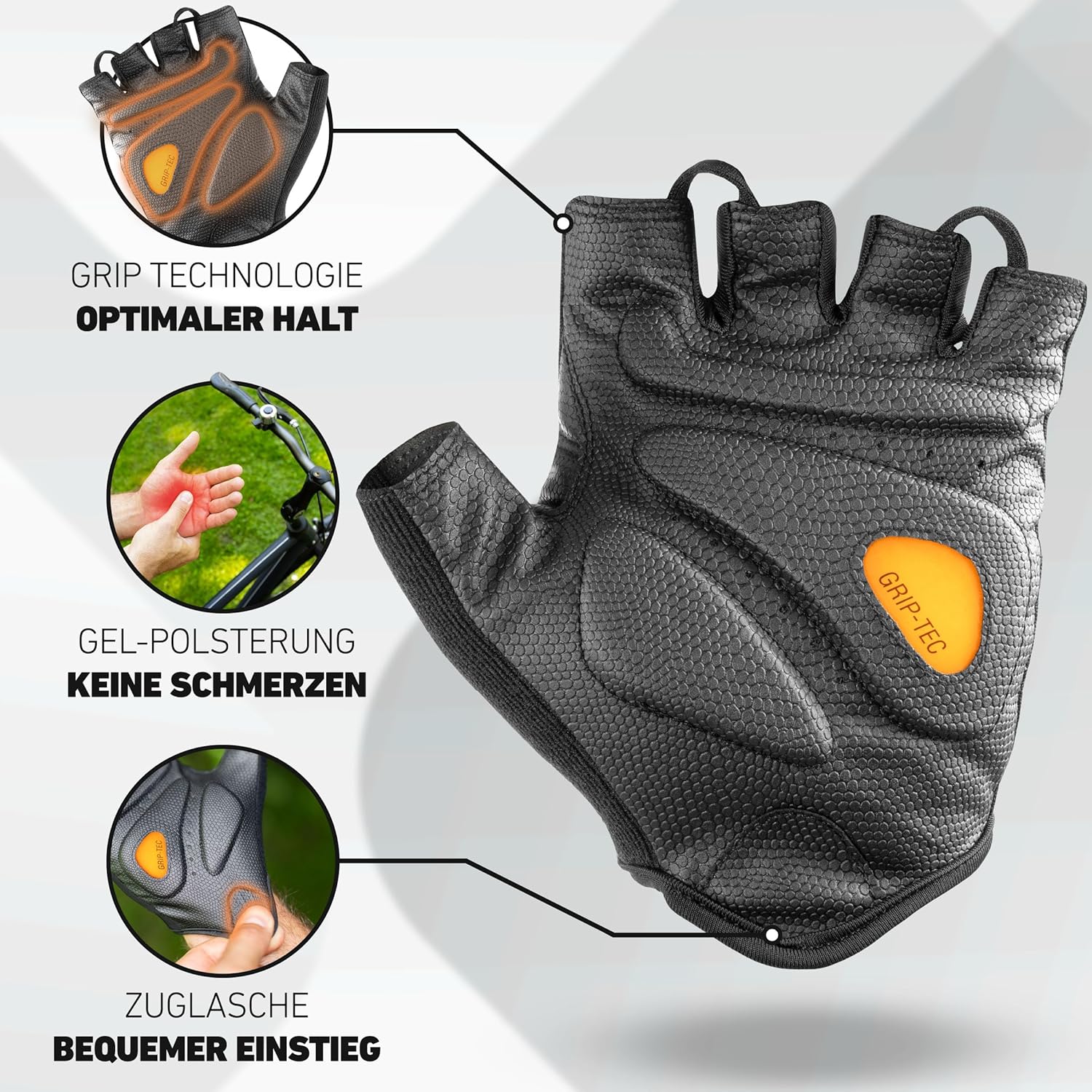 Valkental® - Padded Cycling Gloves | Soft & Breathable | Cycling Gloves Men & Women | Fingerless Cycling Gloves - MTB/Road Bike/Trekking | Gloves Bicycle Short & Lightweight – Bild 2