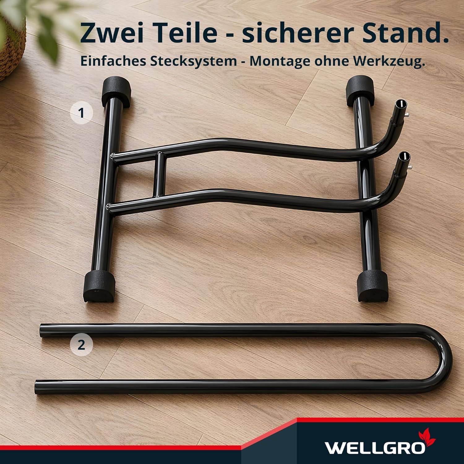 2 x Wellgro® bicycle stand, steel, secure stand, colour: black. – Bild 4