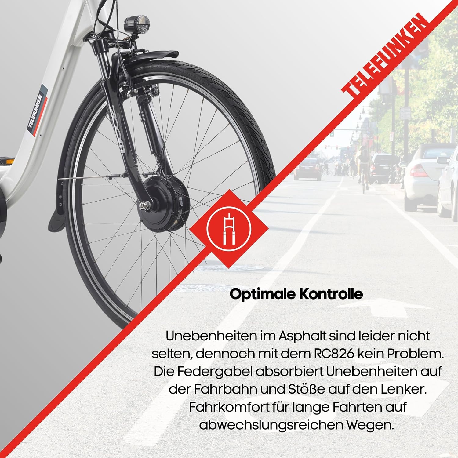 TELEFUNKEN E-Bike Women's 28 Inch Electric Bicycle Front Motor 7-Speed Shimano Derailleur Gears V-Brakes Pedelec City Bike RC826 Multitalent Includes Armoured Cable Lock – Bild 7