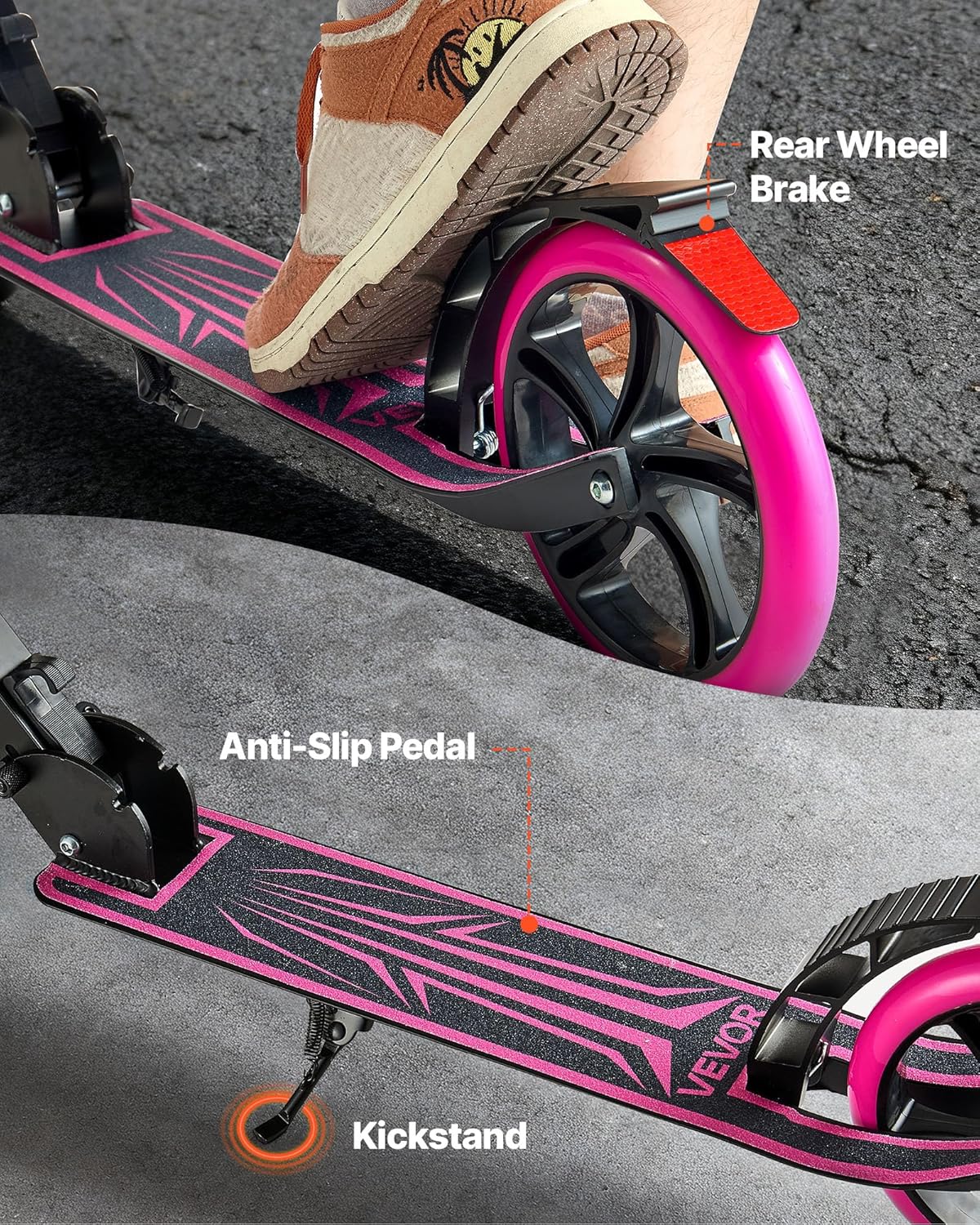 VEVOR Scooter (2 Räder) für Kinder ab 8 Jahren, Cityroller Kinderroller Straßenroller mit höhenverstellbarem Lenker & rutschfestem Deck & faltbarem Rahmen, Tretroller bis zu 100 kg, blau – Bild 5
