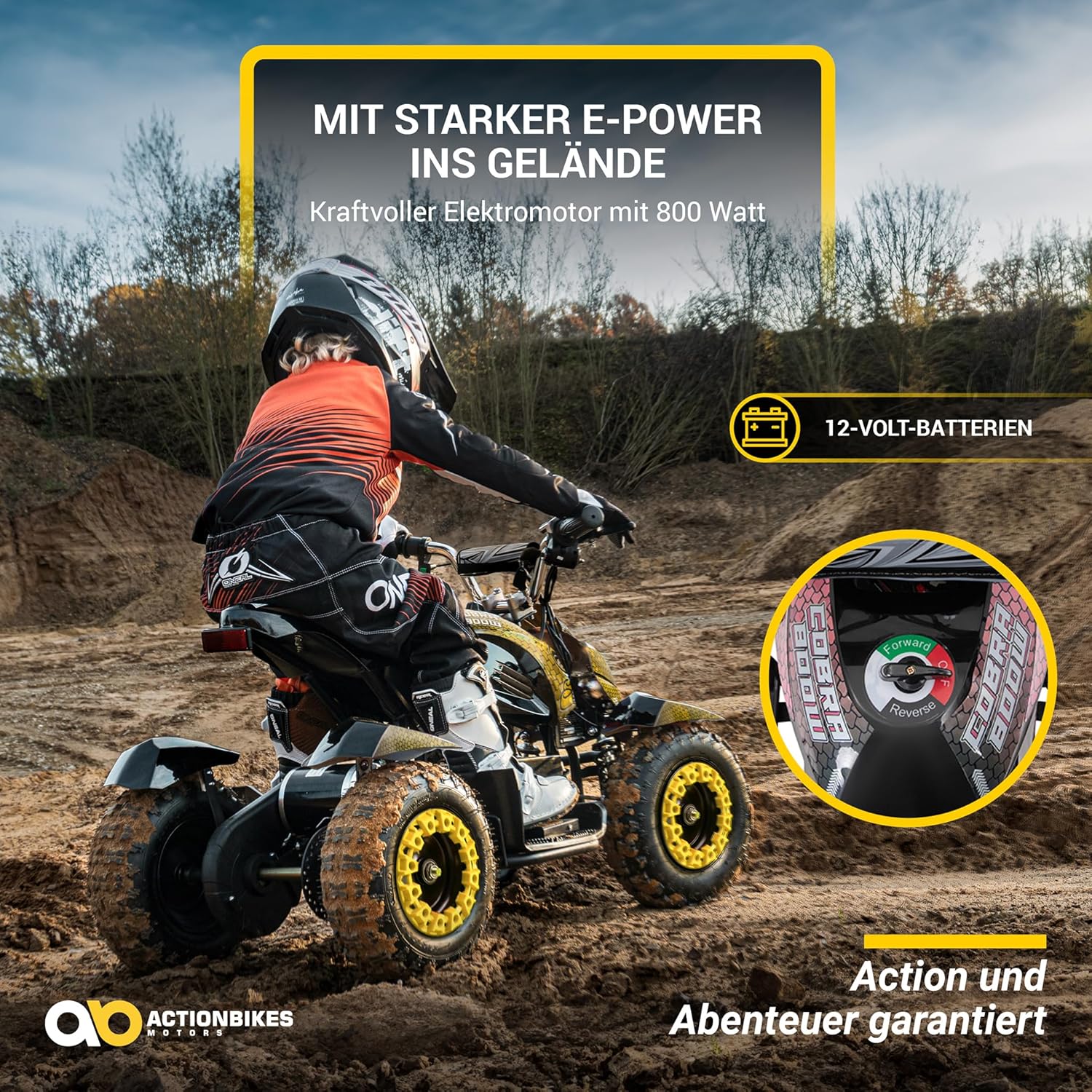 Actionbikes Motors Children's Quad Electric ATV Cobra, 7 Volt 100 Watt Motor up to 25 mph, Children's Quad, Pocket Quad, Safety Touch Foot Switch, Mini Quad for Children from 8 Years (Red/Black) – Bild 4