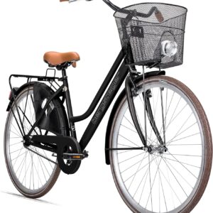 Bergsteiger Amsterdam 26-Inch/28-Inch Women’s Bicycle, from 150 cm, Basket, Bicycle Light, City Bike with Back Pedal Brake, Dutch-Style Bicycle in a Retro Design