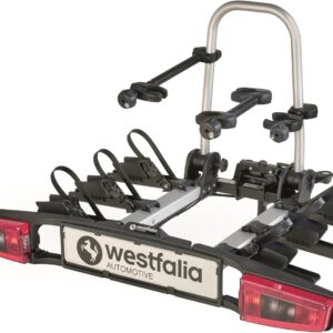 Westfalia Bikelander Bicycle Carrier for Towing Hitch | Hitch Carrier for 3 Bikes | E-Bike Suitable | Foldable | LED Hybrid Lights | 60 kg Load Capacity