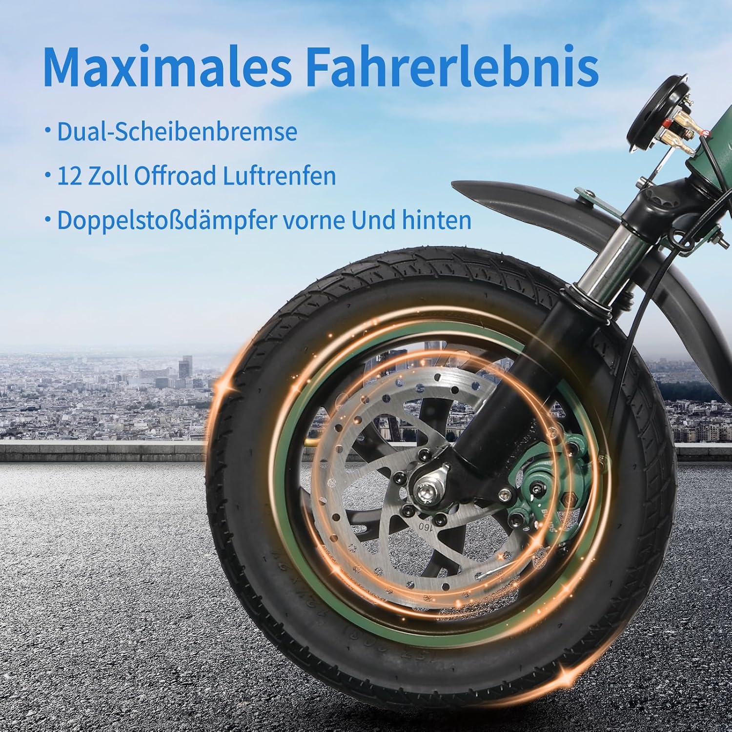TWOFISH 12/14 Inch Electric Motorcycle for Adults, EEC Road Legal, E Moped with 500 W Motor 48 V 13 Ah Battery, Disc Brakes Double Suspension, 30 km Range Max 120 kg – Bild 3
