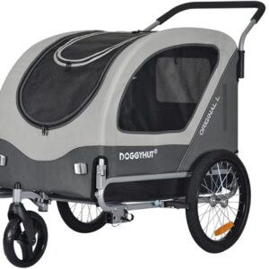 Doggyhut Tiggo 80405 Original Large Bicycle Trailer & Dog Buggy 2 in 1 for Dogs up to 35 kg Dog Trailer Jogger Dog Pram with Parking Brake