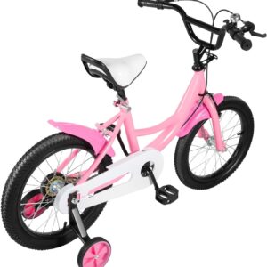 Children’s Bicycle 16 Inch Height Adjustable Bicycle Children for Boys and Girls from 4-6 Years with Stabilisers and Dual Brake System
