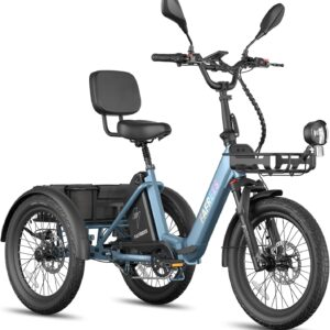 Fafrees F20 Mate II Electric Tricycle for Adults, 48 V 21 Ah Battery 20 Inch Electric Bicycle, 180 kg Foldable, 3 Wheels 65 Nm, Hydraulic Brake, Electric Bike Seniors Women Men, Electric Bicycle Fat