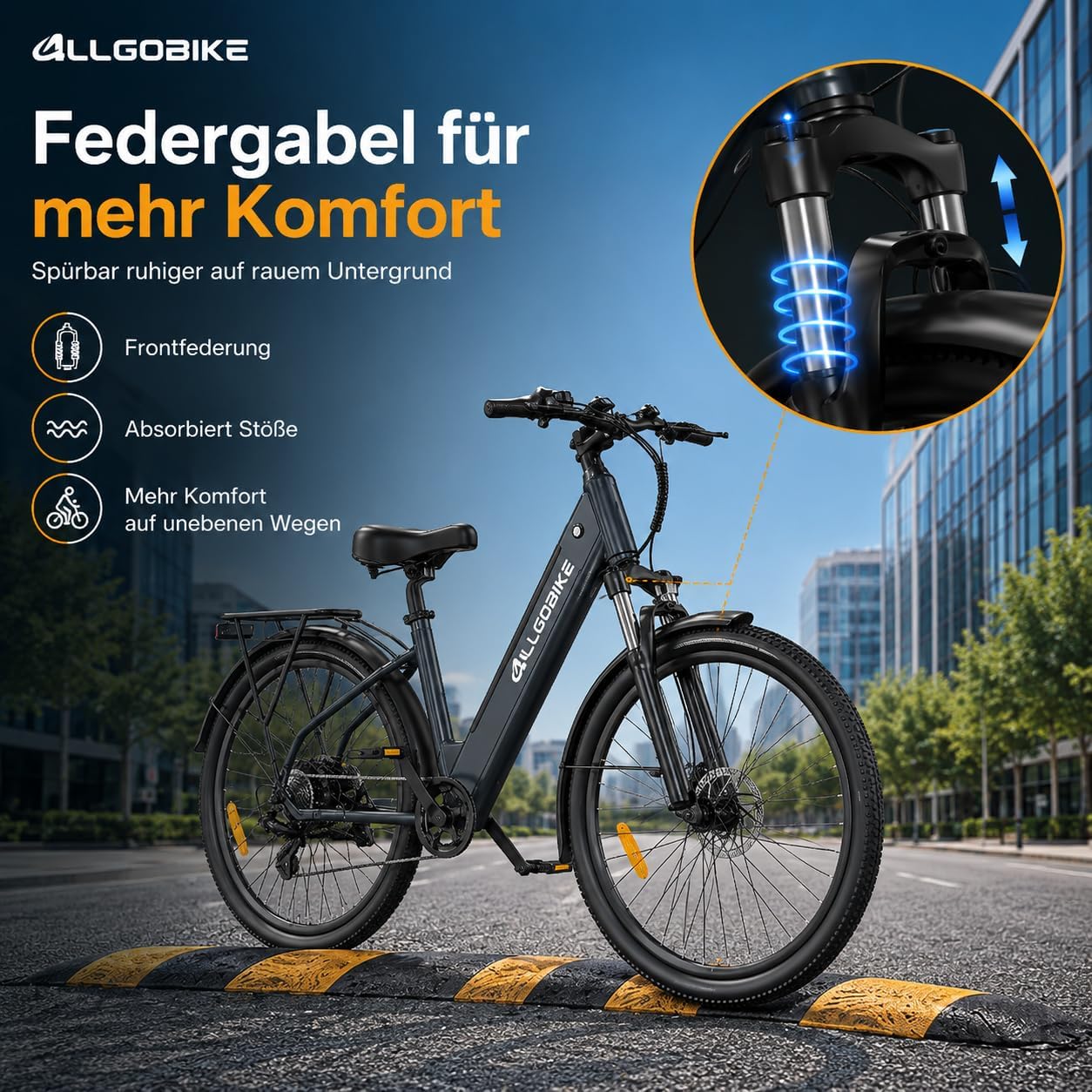 AM27 Electric Bicycle 27.5 Inch E-Bike for Men and Women 250 W Motor 36 V 15 Ah Battery 25 km/h 7 Speed Gears 3 Support Levels Disc Brakes LED Lighting – Bild 6