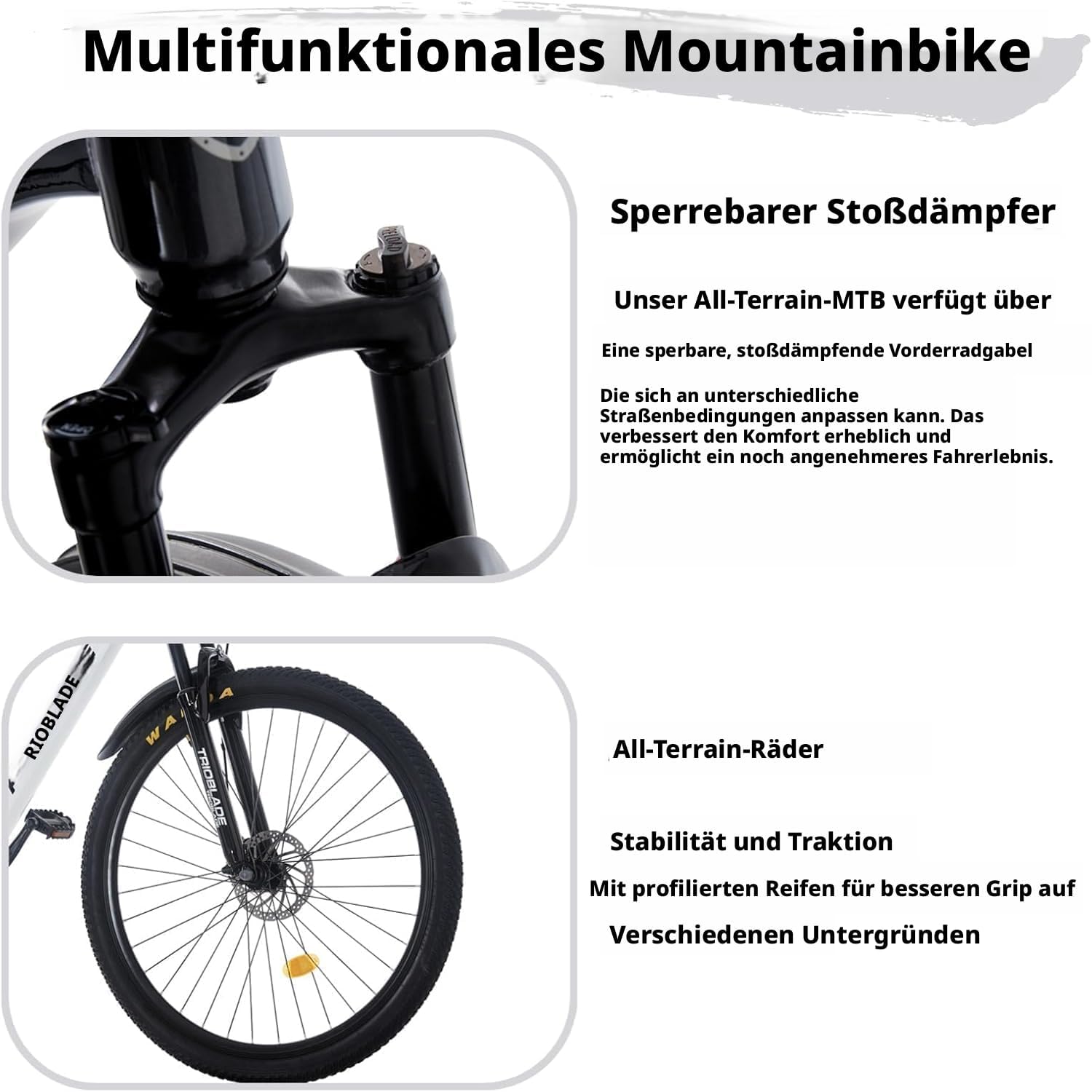 LSLIFE 24/26/27.5/29 Inch Mountain Bike 21 Speeds Bicycle Lightweight Aluminium Frame Bicycle for Adults Men Women Locking Suspension Fork, Double Disc Brake – Bild 6