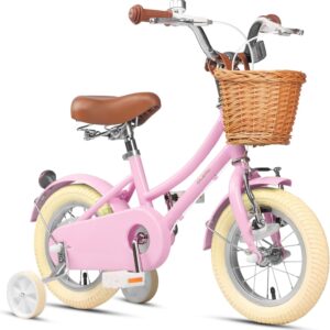 Glerc Little Molly 12-20 Zoll Kinderfahrrad mit Korb für Jungen und Mädchen von 3 bis 12 Jahren, mit Klingel und Stützrädern, Mehrere Farben