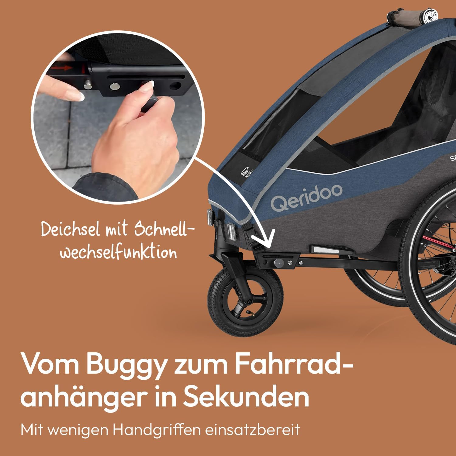Qeridoo Sportrex 2 Limited Edition Jeans Blue | Fahrradanhänger 2 Kinder – Bild 7
