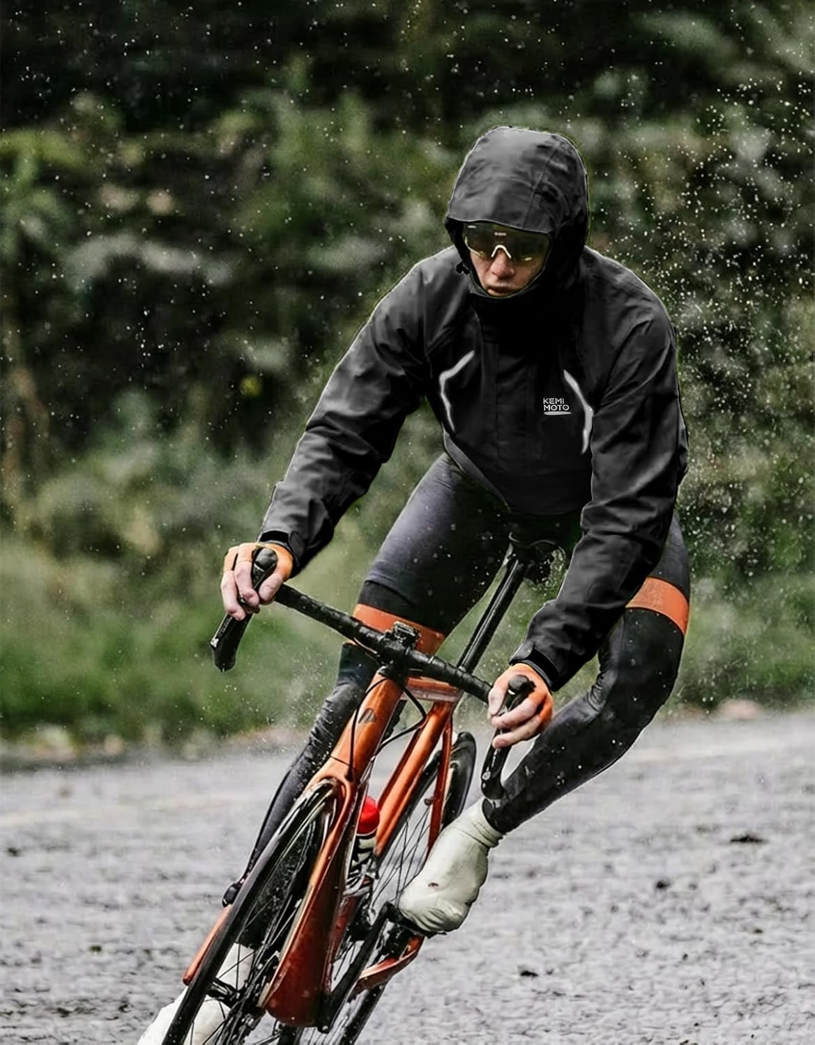 KEMIMOTO Fahrrad Regenjacke Herren, 10.000mm Wasserdicht & 8.000g Atmungsaktiv, Radjacke mit Patentierter 180° Rotations-Kapuze, Doppelter Windleiste, Packbare Regenbekleidung für MTB Rennrad Pendeln – Bild 2