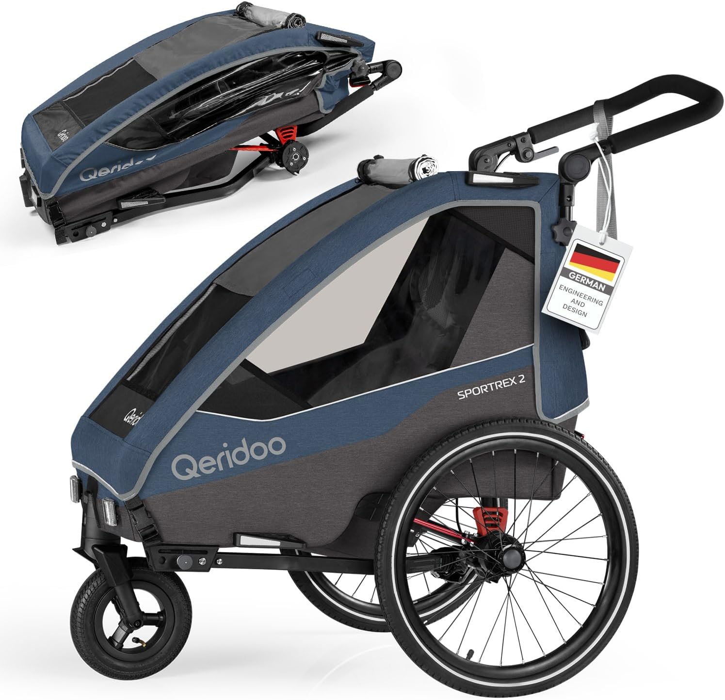 Qeridoo Sportrex 2 Limited Edition Jeans Blue | Fahrradanhänger 2 Kinder