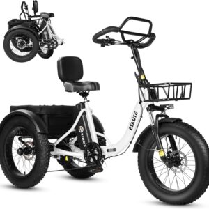 ESKUTE Electric Tricycle for Adults T302 Pro, 48V 20.8Ah Battery, Foldable E-Bike Tricycle with Low Entry, 20 x 4 Inch Fat Tires Electric Bike, 7 Speed, 25 km/h, 60-130 km Range