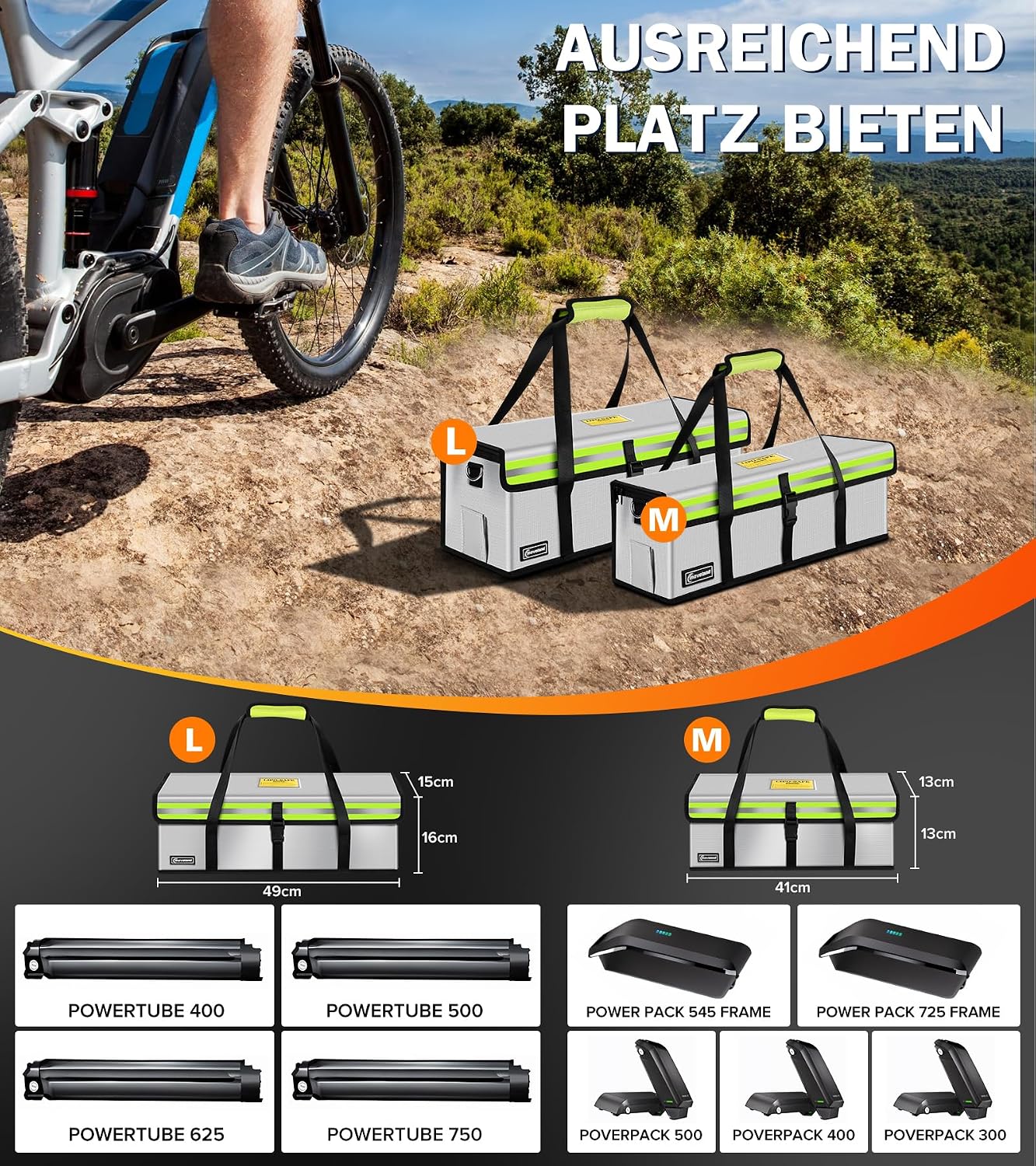 moveland Set of 2 Ebike Battery Bags, 49 x 15 x 16 cm with Charging Port – Bild 9