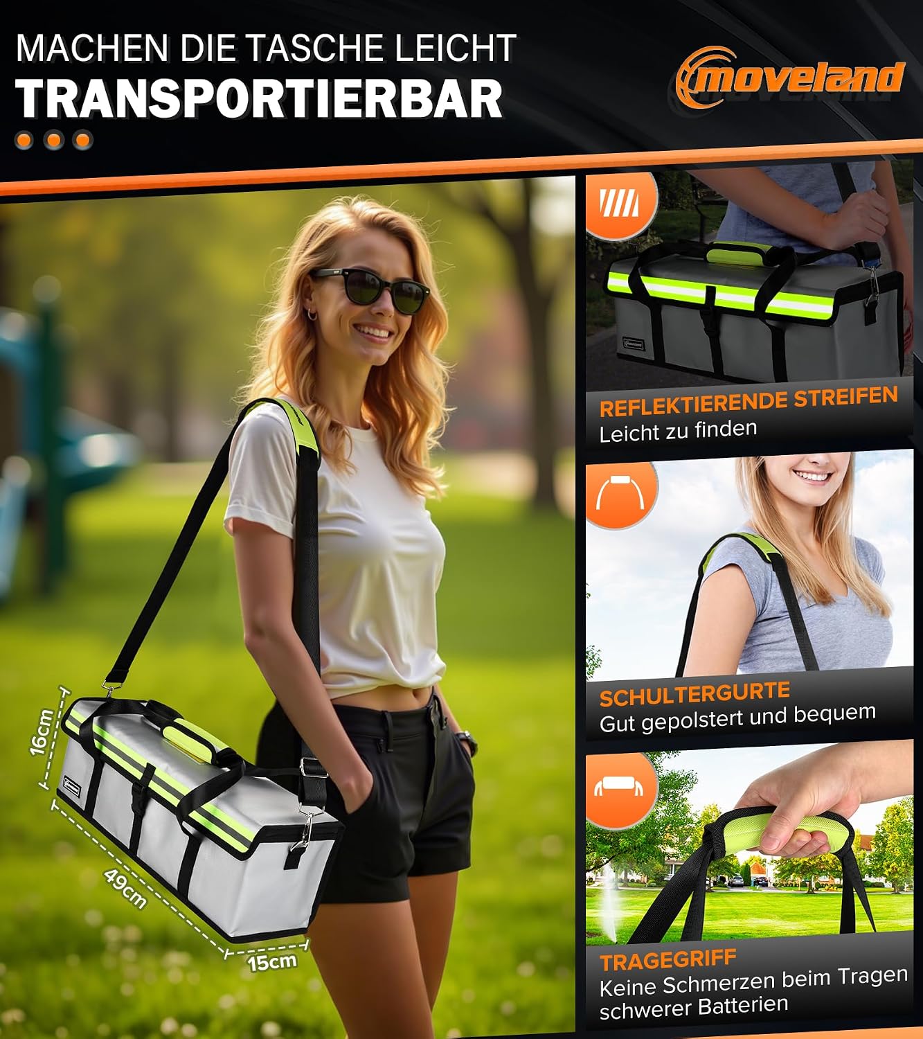 moveland Set of 2 Ebike Battery Bags, 49 x 15 x 16 cm with Charging Port – Bild 7