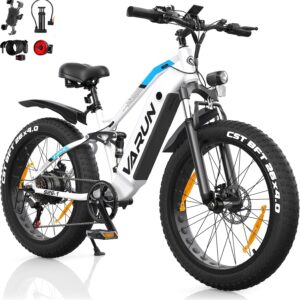 VARUN E Bike, E-Bike Herren mit 26 * 4.0" Fat Tire, 48V 18AH Akku, Bis zu 150 km, 85Nm 250W Motor, 25 km/h, Offroad Ebike Mountainbike mit 7-Gang, All-Terrain Elektrofahrrad Herren, EU-Konformes