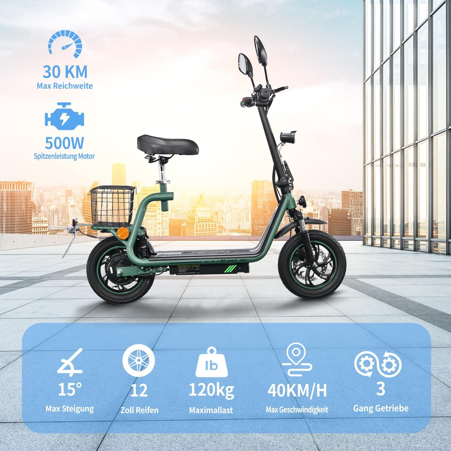 TWOFISH 12/14 Inch Electric Motorcycle for Adults, EEC Road Legal, E Moped with 500 W Motor 48 V 13 Ah Battery, Disc Brakes Double Suspension, 30 km Range Max 120 kg – Bild 5