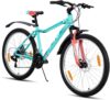 Hiland Women’s Mountain Bike 26/27.5 Inch Aluminium Frame 18 Speed MTB for Women, Ladies and Girls Mountain Bike with Double Disc Brake Suspension Fork, Mint Green/Purple