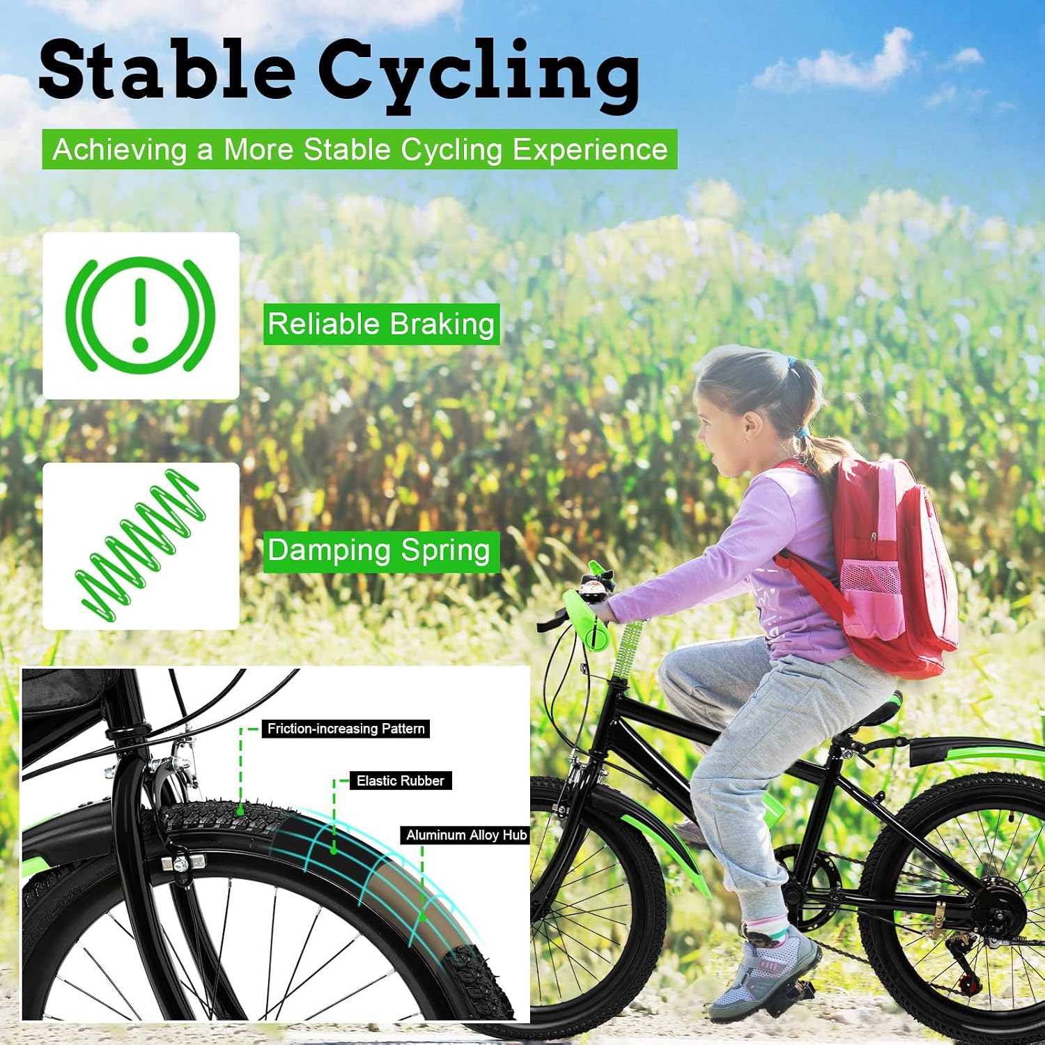 Children's Mountain Bike, 20 Inch Children's Bike, 7-Speed Children's Bicycle for Boys and Girls with Water Bottle, Compass Bell Bicycle for Children, Bicycle Children from 4 Years for Children – Bild 6