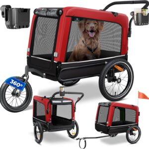 KESSER® Hundeanhänger Boxer 3-in-1 Hundebuggy & Jogger Fahrradanhänger groß ca. 240 Liter Volumen, gefedert, 360° Grad Vorderrad, 600D Oxford Canvas, SmartSpace Concept, maximale Belastbarkeit: 40 kg