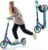 GOPLUS City Scooter for Adults and Teenagers, Height-Adjustable Scooter, Scooter with Rear Wheel Brake & Handbrake, Foldable Scooter with 2 LED Wheels, Children’s Scooter up to 100 kg Load Capacity