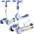 3 Wheel Scooter for Children Aged 2-8 Years, 2 in 1 Kids Scooter with Removable Seat, Folding Scooter with Music and Luminous Wheels, Height Adjustable, Steerable by Weight Shift