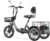 cysum Electric Tricycle for Adults, 16 Inch Foldable 3 Wheel E-Bike, 48 V 22 Ah Battery, Range up to 120 km, Load Bike Electric Tricycle, Load Capacity 150 kg
