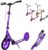 MEE GOO Foldable children’s scooter with shock absorption, height-adjustable handlebars, LED light, double brakes, 8 inch wheels, non-slip deck, up to 100 kg (220 lbs)