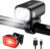 KCCYB Bicycle Light Set, Rechargeable LED Front and Rear Light, IPX5 Waterproof, with Intelligent Brake Light Function, StVZO Approved, Bicycle Light for Adults – Ideal for Night Driving