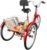 Tricycle for Adults, 24 Inch Foldable, 3 Wheels, 7 Speed Adult Bicycle, Adult Tricycle Tricycle Cruise Bikes with LED Light, Vegetable Basket, Cup Holder, for Rides Outdoor