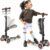 Hurtle Roller Kinder ab 2 Jahre – 3-Rad mit Klappsitz – LED Leuchträdern – Höhenverstellbar – Tretroller für Indoor & Outdoor – Mädchen & Jungen