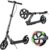 200 mm LED Big Wheel Scooter NV-D001BA with Light Wheels – Foldable City Scooter for Children from 9 & Teenagers (125-175 cm), Suspension & Double Brake, Scooter up to 100 kg, Grey/Red/Blue
