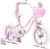 Glerc Kids Bike 12/14/16 Inch for 2-7 Years Girls Bicycle with Basket, Streamers, Stabilisers and Bell