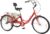 24 Inch Folding Tricycle, Tricycle for Adults with LED Headlight & Shopping Basket, 7-Speed Tricycle Bike, 3 Wheels, Outdoor Shopping Bicycle for Seniors & Adults, Red