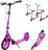 MEE GOO Foldable children’s scooter with shock absorption, height-adjustable handlebars, LED light, double brakes, 8 inch wheels, non-slip deck, up to 100 kg (220 lbs)