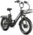 D20PRO Adult Electric Bicycle is Equipped with Single and Dual 36V 20A/42.4Ah Removable Batteries, 20 x 3.0 Inch Wide Tires, and Hydraulic Brakes