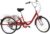 24 Inch 6 Speed Tricycle for Adults Seniors, 3 Wheel Bicycle Folding Bike Made of Carbon Steel, Red Tricycle with White Basket, Aluminium Alloy, 110 kg Load Capacity