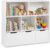 COSTWAY Children’s Shelf with Boxes on Wheels, Children’s Bookcase with 5 Compartments & 3 Drawers, Toy Cabinet Wooden Children’s Cupboard, Toy Organiser for Children’s Room, 100 x 33 x 90 cm (White)