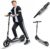 Scooter for Children & Adults – Folding City Scooter with Height-Adjustable Handlebars – Scooter with Stand – No Assembly Required – Lightweight up to 100 kg Black