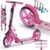 Arebos Cityroller Scooter Height-Adjustable | Foldable | Includes Carry Strap | XXL Wheels | Kick Brake | for Children and Adults | Maximum Load 100 kg | Kick Scooter | Kick Scooter
