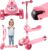 MalPlay Kitten 2-in-1 Folding Scooter LED Wheels Pink Robust Lightweight 4-Level Height Adjuster