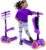 Hurtle Roller Kinder ab 2 Jahre – 3-Rad mit Klappsitz – LED Leuchträdern – Höhenverstellbar – Tretroller für Indoor & Outdoor – Mädchen & Jungen