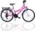 Girls’ bike 24 inches, 21-Speed Shimano gears with light, in accordance with German road traffic regulations, double frame, pink.